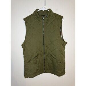Ocean Coast Vest Full Zip Mens Small Green QUILTED Flannel Lined Jacket NWT flaw